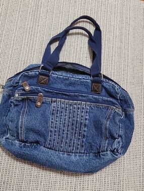 Womens  Denim Blue Duffel Bag with Top Handles